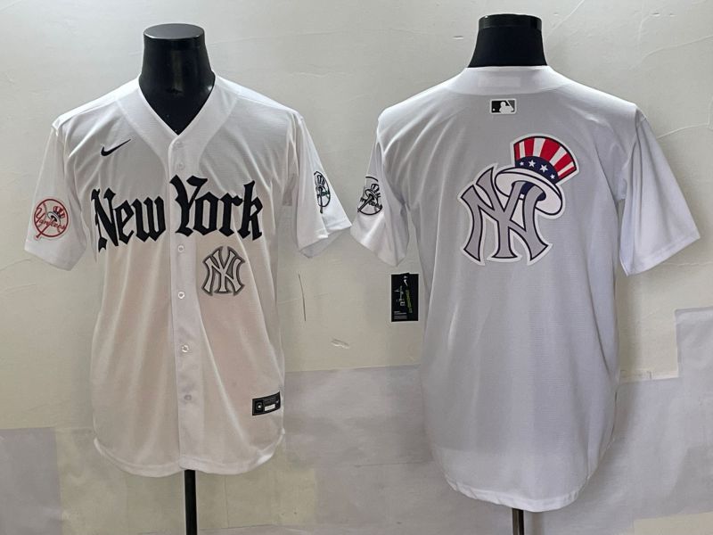 Men 2025 New York Yankees Blank White Five generations Joint Name Nike MLB Jersey style 80->new york yankees->MLB Jersey